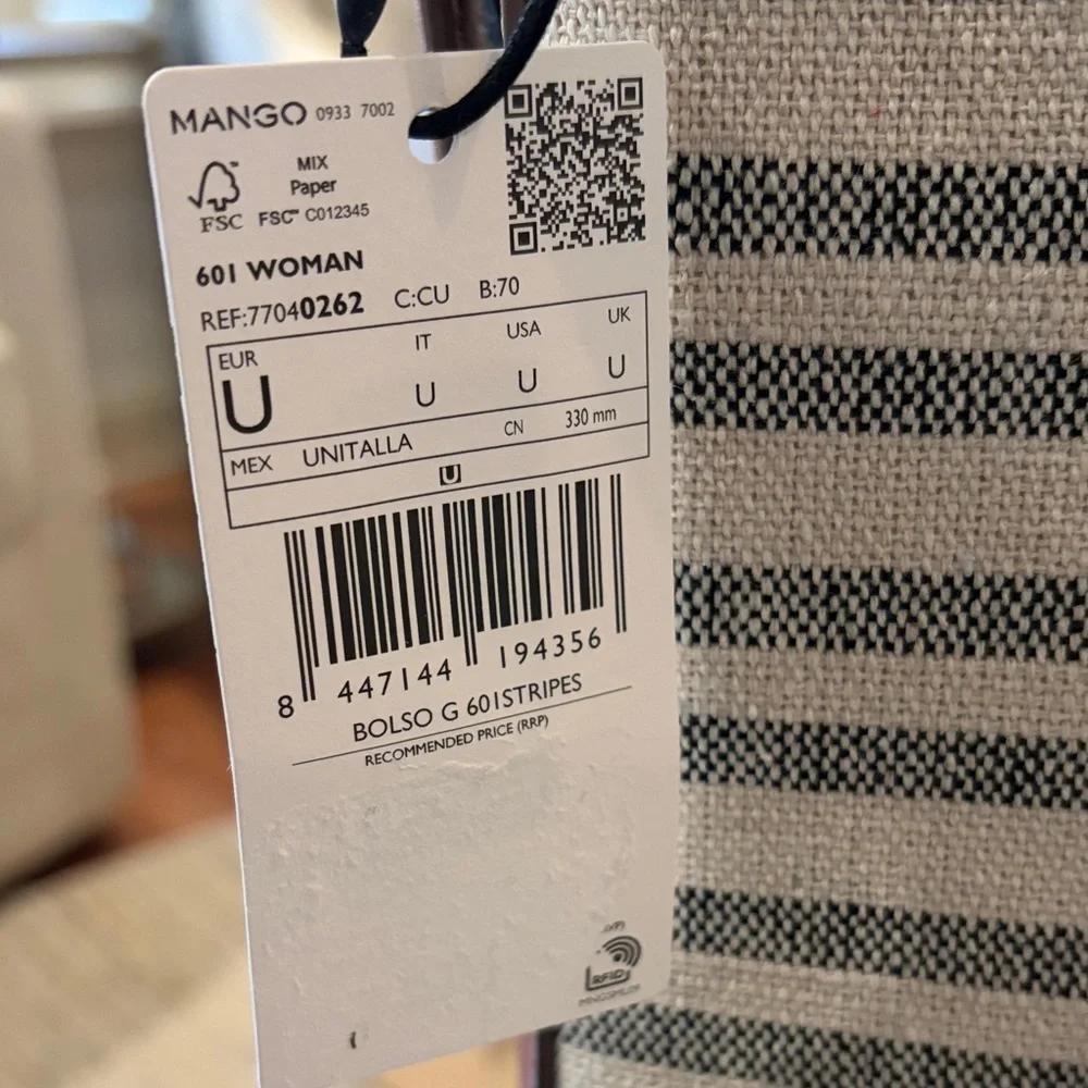 Mango Stripe Printed Shopper Bag/NWT - Picture 7 of 14